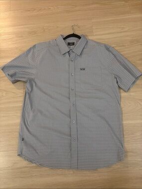Quiksilver Men’s Short Sleeve Button-Down Shirt - Light Gray Plaid